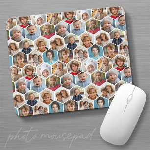 12 Photo Collage - funky hexagon honeycomb pattern Mouse Mat