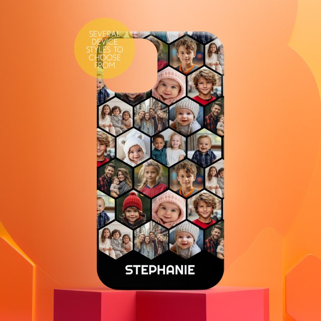 12 Photo Collage - funky hexagon - Random Pattern (Personalized Phone Case with Custom Text)