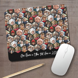 12 Photo Collage - funky hexagon - Random Pattern Mouse Mat