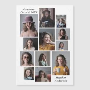 12 Photo Collage Graduation Magnetic Card