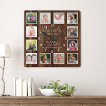 12 Photo Collage Grandchildren Quote Pallet Wood Square Wall Clock<br><div class="desc">Photo collage clock with a sentimental grandchildren quote -
"Grandchildren fill a place in our hearts we never knew was empty."
Personalise with grandkids photos and names to make it a memorable keepsake gift for grandparents.</div>