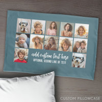 12 Photo Collage Grid - 2 Text boxes - blue white