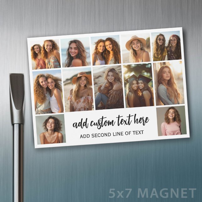 12 Photo Collage Grid - 2 Text boxes - Magnet (Photo Magnet - 5x7)