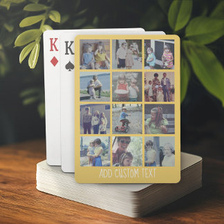 12 Photo Collage - grid with area for text Playing Cards