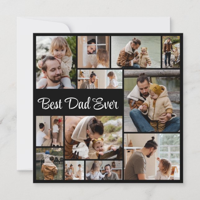 12 Photo Collage Happy Father's Day Best Dad Ever Holiday Card (Front)
