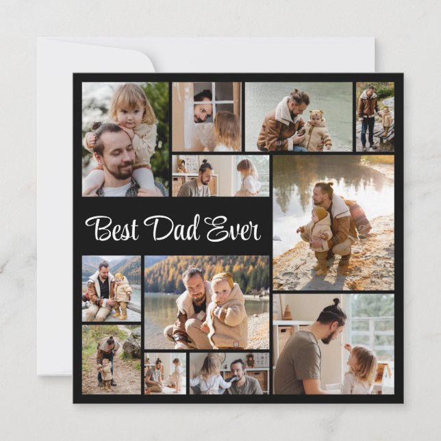 12 Photo Collage Happy Father's Day Best Dad Ever Holiday Card (Front)