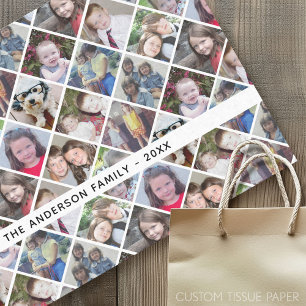 12 Photo Collage in a Diamond Pattern Custom Text Tissue Paper