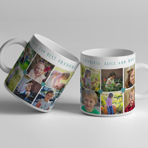 12 photo collage LOVE for BEST GRANDMA sage green Coffee Mug
