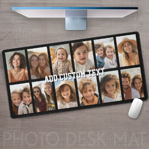 12 Photo Collage - Modern Minimal Black Background Desk Mat