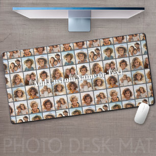 12 Photo Collage Optional Text -- Can Edit Black Desk Mat