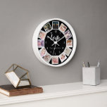 12 Photo Collage Personalised Black White Clock<br><div class="desc">12 Photo Collage Personalised Template Black and white wall clock .. simply add your own photographs and text to this great wall clock .. easy to personalise .. customisable photo template clock from Ricaso - perfect gift-ideas</div>