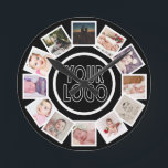 12 Photo Collage Personalized Black White  Round Clock<br><div class="desc">12 Photo Collage Personalized Template Black and white wall clock .. simply add your own photographs and logo or background to this great wall clock .. easy to personalize .. customizable photo template clock from Ricaso - perfect gift-ideas</div>