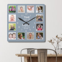12 Photo Collage Time With Family Quote Dusty Blue