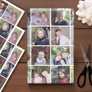12 Photo Collage - white background grid Wrapping Paper Sheet
