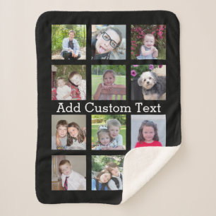 12 Photo Collage with Black Background Sherpa Blanket