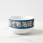 12 Photo Collage with Blue Background Soup Mug (Front)