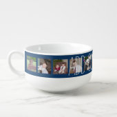 12 Photo Collage with Blue Background Soup Mug (Right)