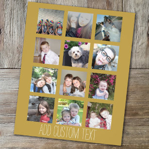 12 Photo Collage with Gold Background Flyer