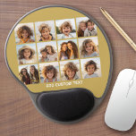 12 Photo Collage with Gold Background Gel Mouse Mat<br><div class="desc">Add your favourite pics to this fun template. You can use Instagram photos or any photos for this grid.</div>
