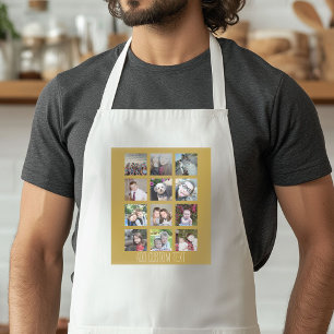 12 Photo Collage with Gold Background Standard Apron