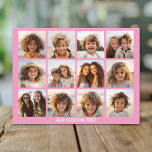 12 Photo Collage with Pink Background Postcard<br><div class="desc">Add your favourite pics to this fun template. You can use Instagram photos or any photos for this grid.</div>