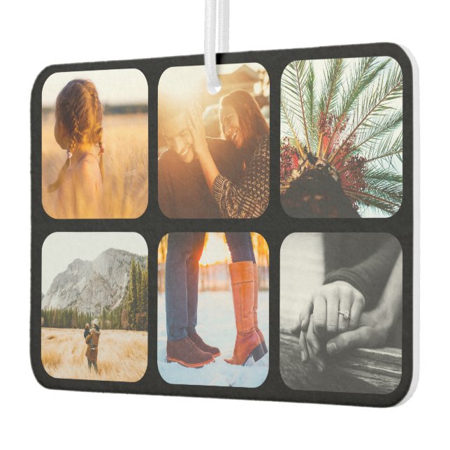 12 Photo Double Sided Template Grid Rounded Frame Car Air Freshener (Left)