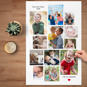 12 Photo Family Memory Collage with Heart Jigsaw Puzzle
