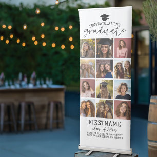 12 Photo - Graduation Modern Minimal White Retractable Banner