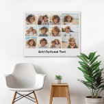 12 Photo Grid Collage - White - Mod Type Black Faux Canvas Print<br><div class="desc">A simple photo grid with 3 rows and 4 columns of photos. 9 Photos are square, and the remaining 3 photos are horizontal/landscape. The design is modern and minimal and includes a simple, retro-looking font to add text at the bottom. Make personalised vacation wall art or a make a gift...</div>