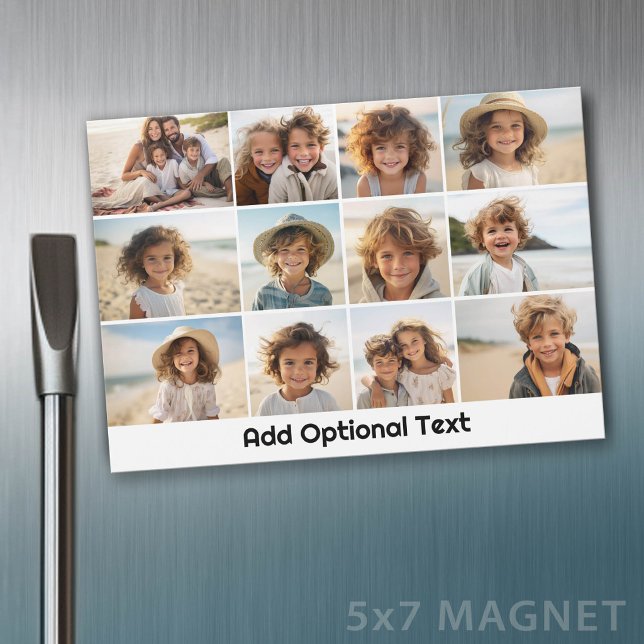 12 Photo Grid Collage - White - Mod Type Magnet (Photo Magnet - 5x7)
