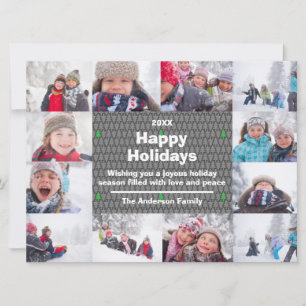 12 Photo Happy Holidays Collage-6x8 Christmas Card