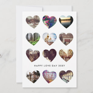 12 Photo Heart Collage Valentine's Day Love Card