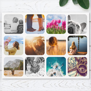 12 Photo Holiday Postcard Template Grid Frame