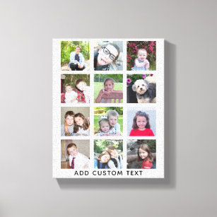 12 Photo Instagram Collage - white with black type Canvas Print