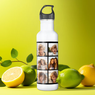 12 Photo Instagram Collage with Black Background 532 Ml Water Bottle