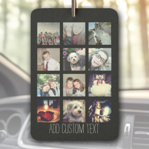 12 Photo Instagram Collage with Black Background Car Air Freshener