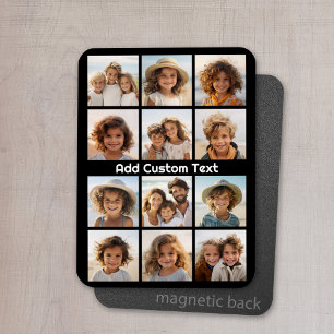 12 Photo Instagram Collage with Black Background Magnet