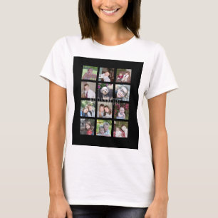 12 Photo Instagram Collage with Black Background T-Shirt