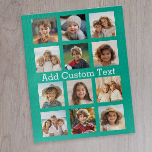 12 Photo Instagram Collage with Green Background Jigsaw Puzzle