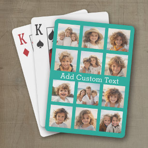 12 Photo Instagram Collage with Green Background Playing Cards