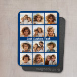 12 Photo Instagram Collage with Navy Background Magnet<br><div class="desc">Add your favourite pics to this fun template. You can use Instagram photos or any photos for this grid.</div>