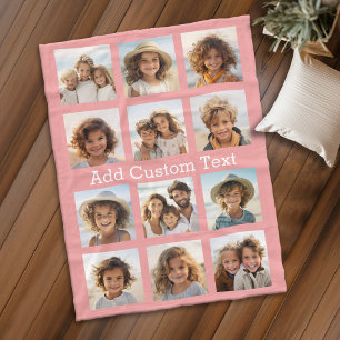 12 Photo Instagram Collage with peach Background Fleece Blanket