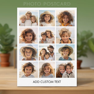 12 Photo Instagram Collage with White Background Postcard