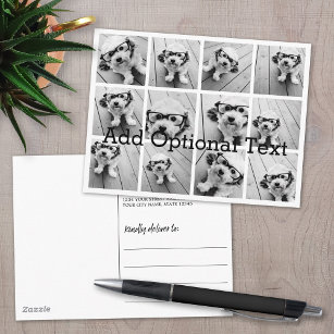12 Photo Instagram Collage with White Background Postcard