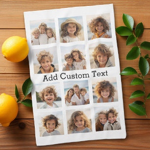 12 Photo Instagram Collage with White Background Tea Towel