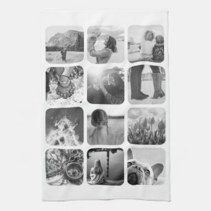 12 Photo Kitchen Towel Template Grid Rounded Frame