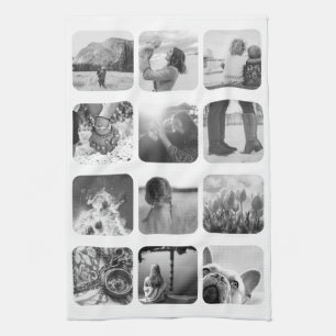 12 Photo Kitchen Towel Template Grid Rounded Frame