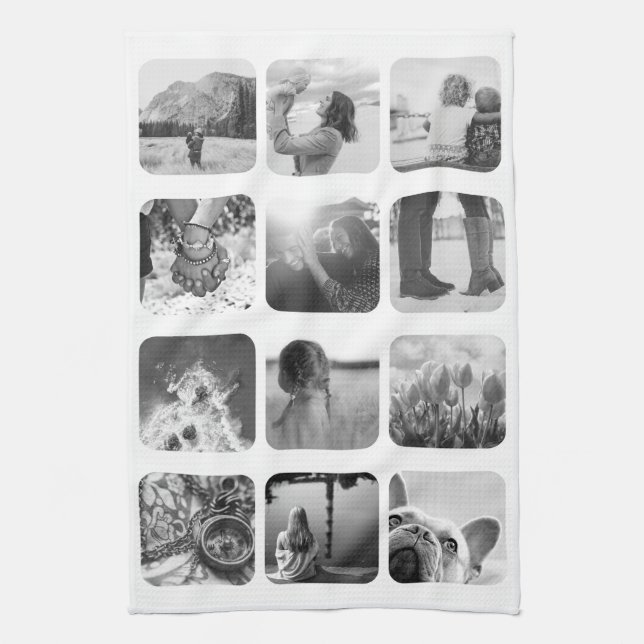 12 Photo Kitchen Towel Template Grid Rounded Frame (Vertical)