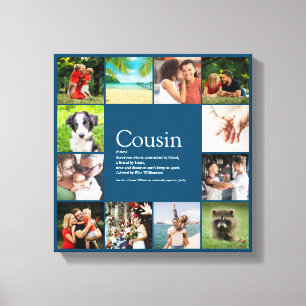 12 Photo Modern Blue Best Cousin Ever Definition Canvas Print