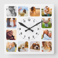 12 Photo Rounded White Wall Clock